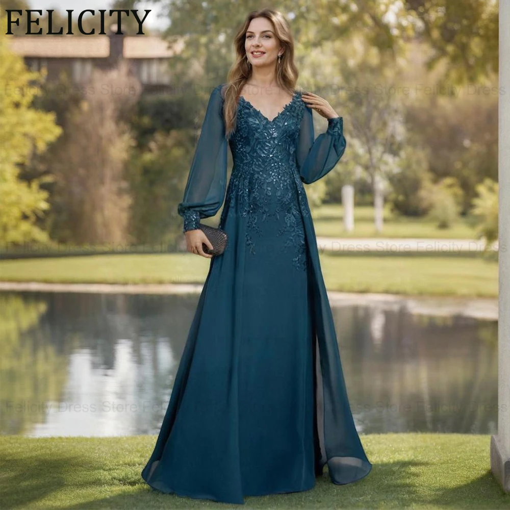 FELICITY Customized Mother of the Bride Dress 2025 A-line V-Neck Appliques Sequins Long Wedding Guest Party Dress Evening Gowns
FELICITY Customized Mother of the Bride Dress 2025 A-line V-Neck Appliques Sequins Long Wedding Guest Party Dress Evening Gowns