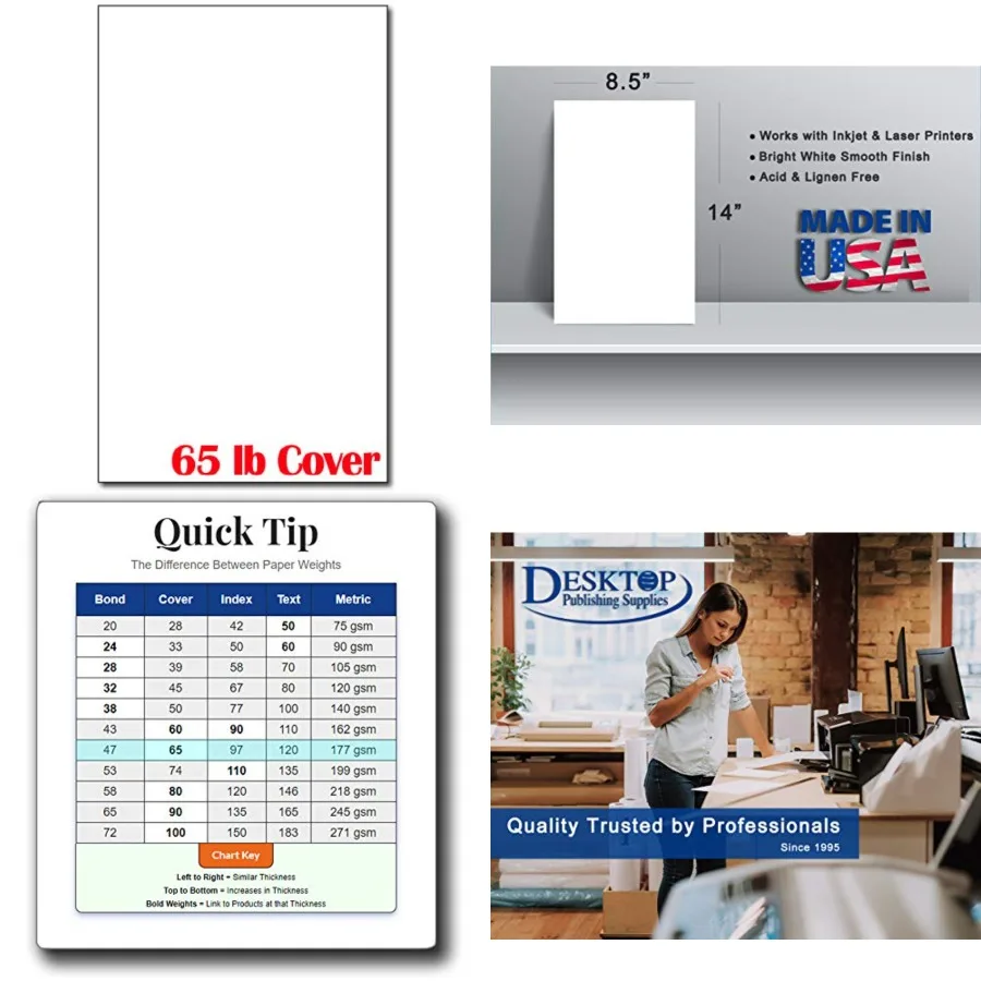 8 1/2" x 14" Legal Sized White Colored Cardstock - 250 Sheets Pack - 65lb Cover - Perfect for Documents, Programs, Menus
8 1/2" x 14" Legal Sized White Colored Cardstock - 250 Sheets Pack - 65lb Cover - Perfect for Documents, Programs, Menus