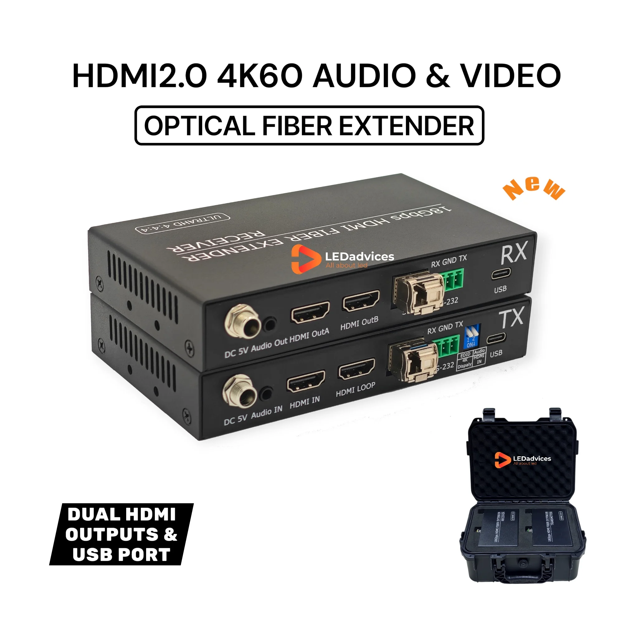 New 4K HDMI2.0 Fiber Optical Extender 12G SDI Extender Over Fiber DP1.2 4K@60 4:4:4 Audio Video 10km RS232 EDID with handcase
New 4K HDMI2.0 Fiber Optical Extender 12G SDI Extender Over Fiber DP1.2 4K@60 4:4:4 Audio Video 10km RS232 EDID with handcase