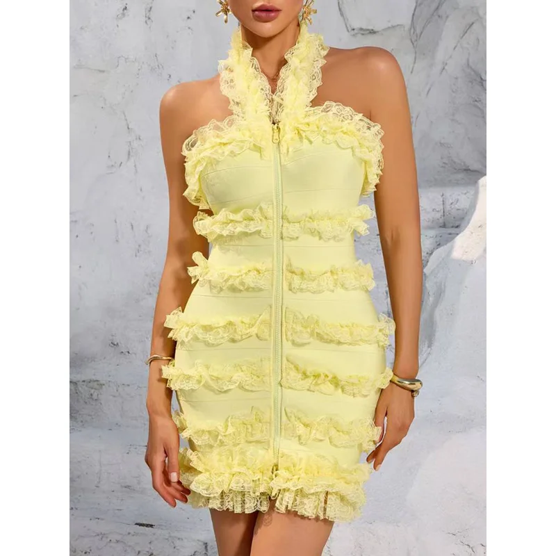 Sexy Short Skirt 2025 New Arrival Fungus Elegant Sleeveless Halter Slimming Lclub Bodycon Party Dress For Women
Sexy Short Skirt 2025 New Arrival Fungus Elegant Sleeveless Halter Slimming Lclub Bodycon Party Dress For Women