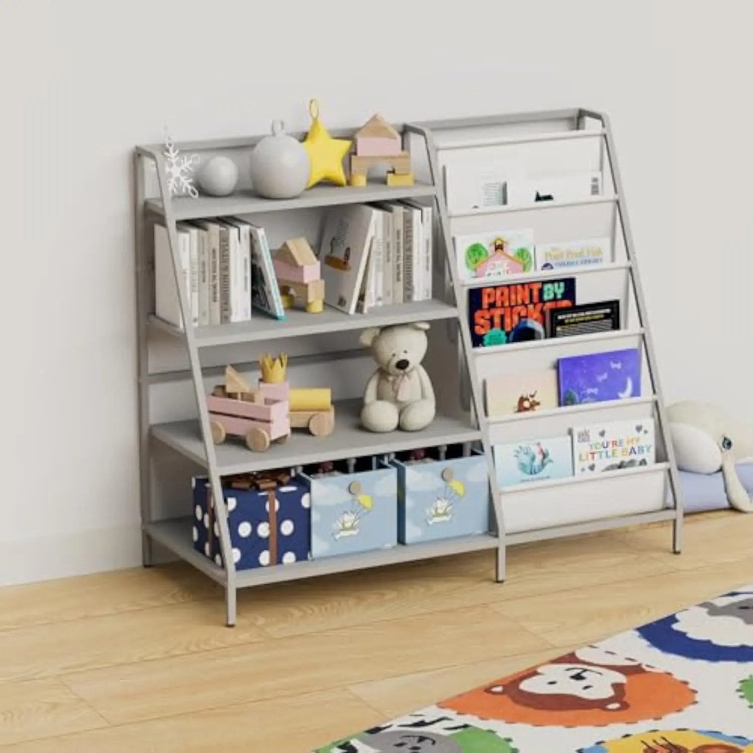 NACHES Kids Bookshelf and Toys Storage Childrens Bookcase with 5 Sling Toddler Book Rack Metal Display Shelves Toys Storage Org
NACHES Kids Bookshelf and Toys Storage Childrens Bookcase with 5 Sling Toddler Book Rack Metal Display Shelves Toys Storage Org