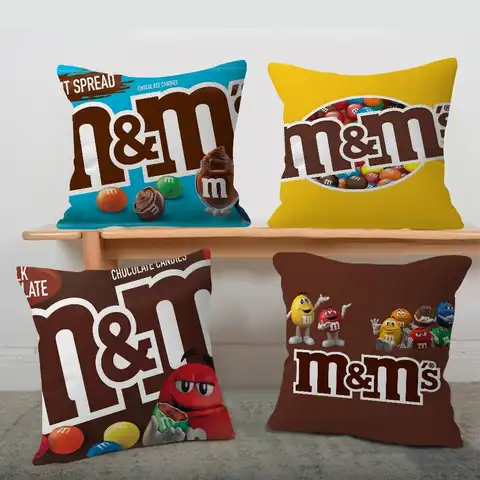 M Chocolate Candy Pillowcases Home Bedding Decorative Pillow Cover Wedding Super Soft Pillow Case