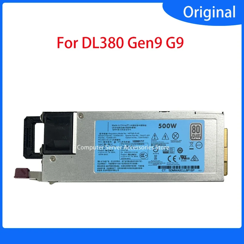 Original 500W MAX For DL360G9 380G9 388G9 G9 Gen9 Server Power 723595-201 723595-101 HSTNS-PL40 HSTNS-PC40 Switch Power Supply
Original 500W MAX For DL360G9 380G9 388G9 G9 Gen9 Server Power 723595-201 723595-101 HSTNS-PL40 HSTNS-PC40 Switch Power Supply