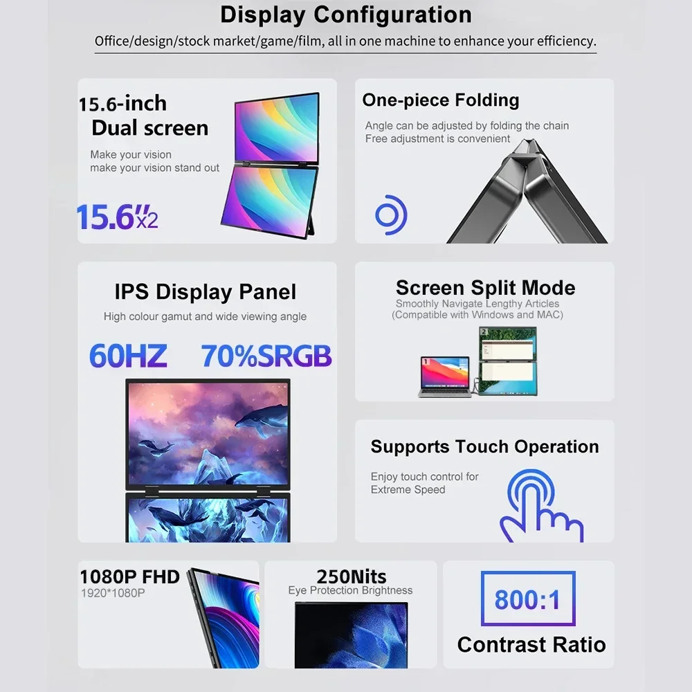 NEW Eimio NEW delta 15.6" 60HZ dual portable monitor for laptop Touch screen Portable portable touch screen monitor folding moni
NEW Eimio NEW delta 15.6" 60HZ dual portable monitor for laptop Touch screen Portable portable touch screen monitor folding moni