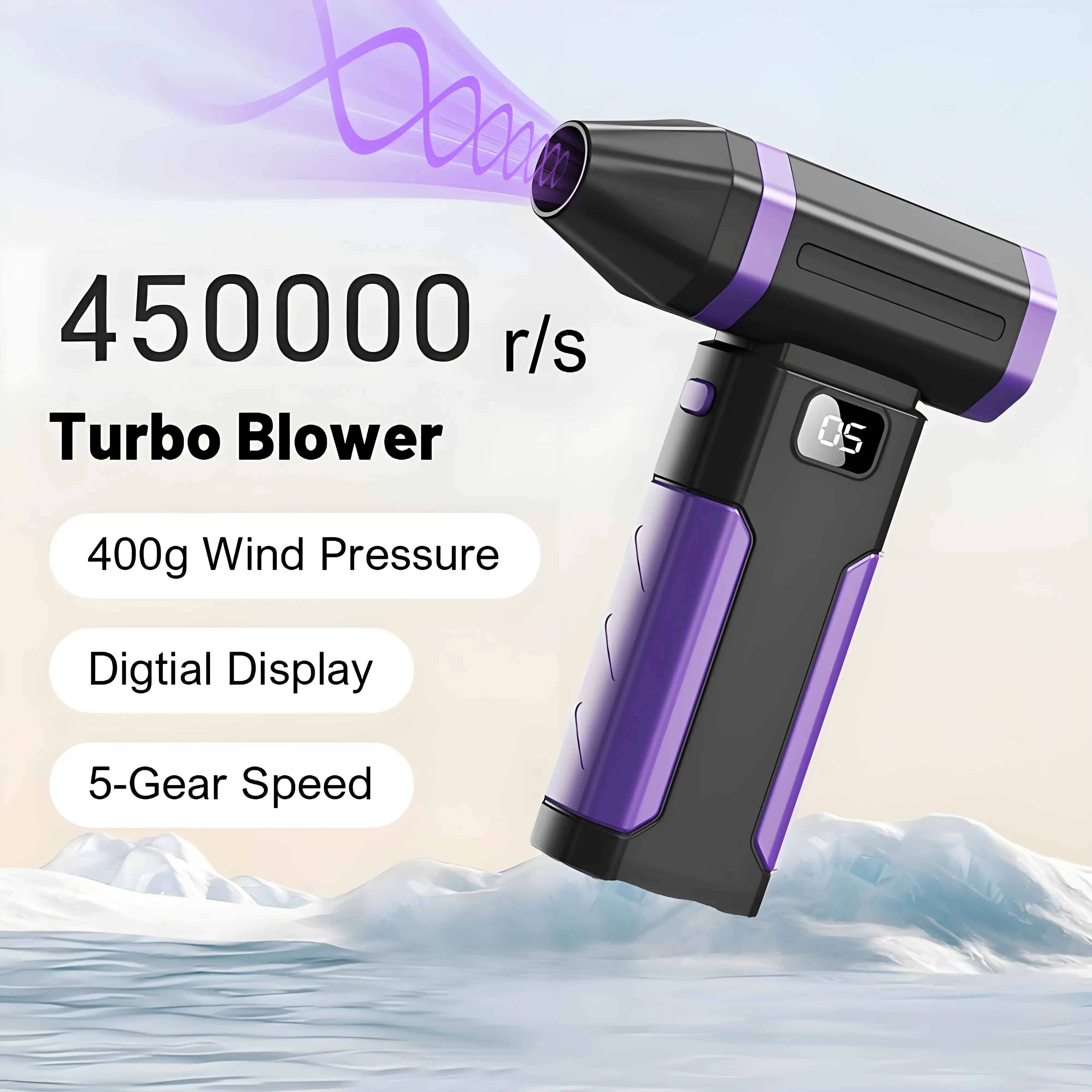 450000RPM Portable Air Blower 400g Thrust Strong Wind Digtial Display Turbo Jet Fan Adjustable 5 Gear Speed Violent Fan Recharge
450000RPM Portable Air Blower 400g Thrust Strong Wind Digtial Display Turbo Jet Fan Adjustable 5 Gear Speed Violent Fan Recharge