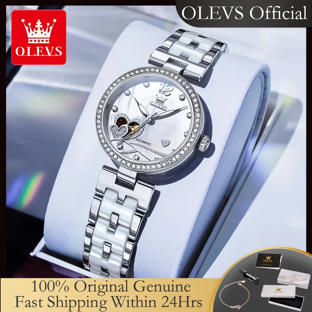 OLEVS 7086 Automatic Women's Watches Hollow Love Heart Desigan Elegant Luxury Ceramics Strap Diamond Bezel Mechancial Wrsitwatch
OLEVS 7086 Automatic Women's Watches Hollow Love Heart Desigan Elegant Luxury Ceramics Strap Diamond Bezel Mechancial Wrsitwatch
