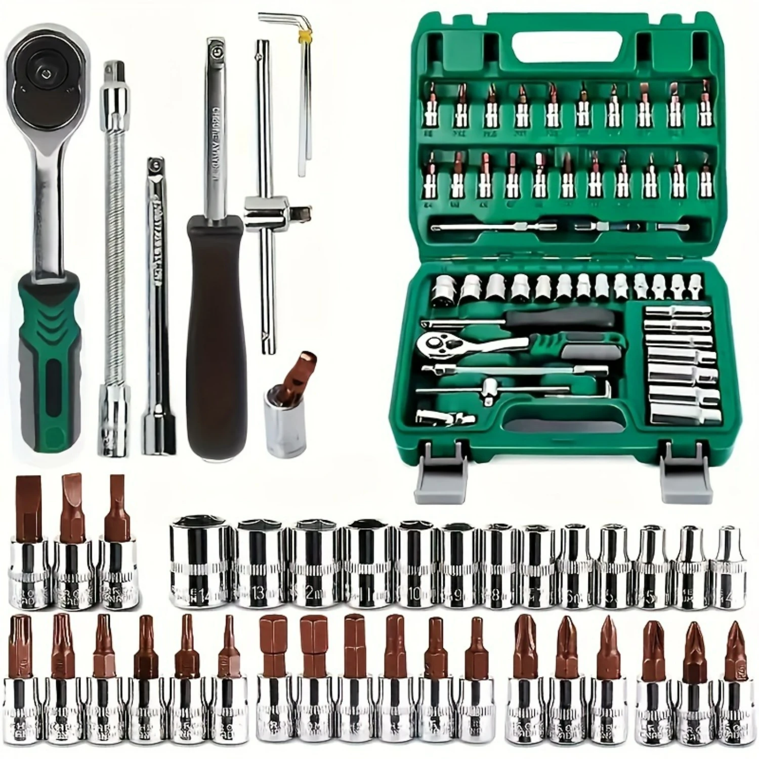 Efficient Maintenance Tool Kit - Essential 53pcs Set with Rapid Ratchet Wrench and Wide Range of Useful Accessories for Quick an
Efficient Maintenance Tool Kit - Essential 53pcs Set with Rapid Ratchet Wrench and Wide Range of Useful Accessories for Quick an
