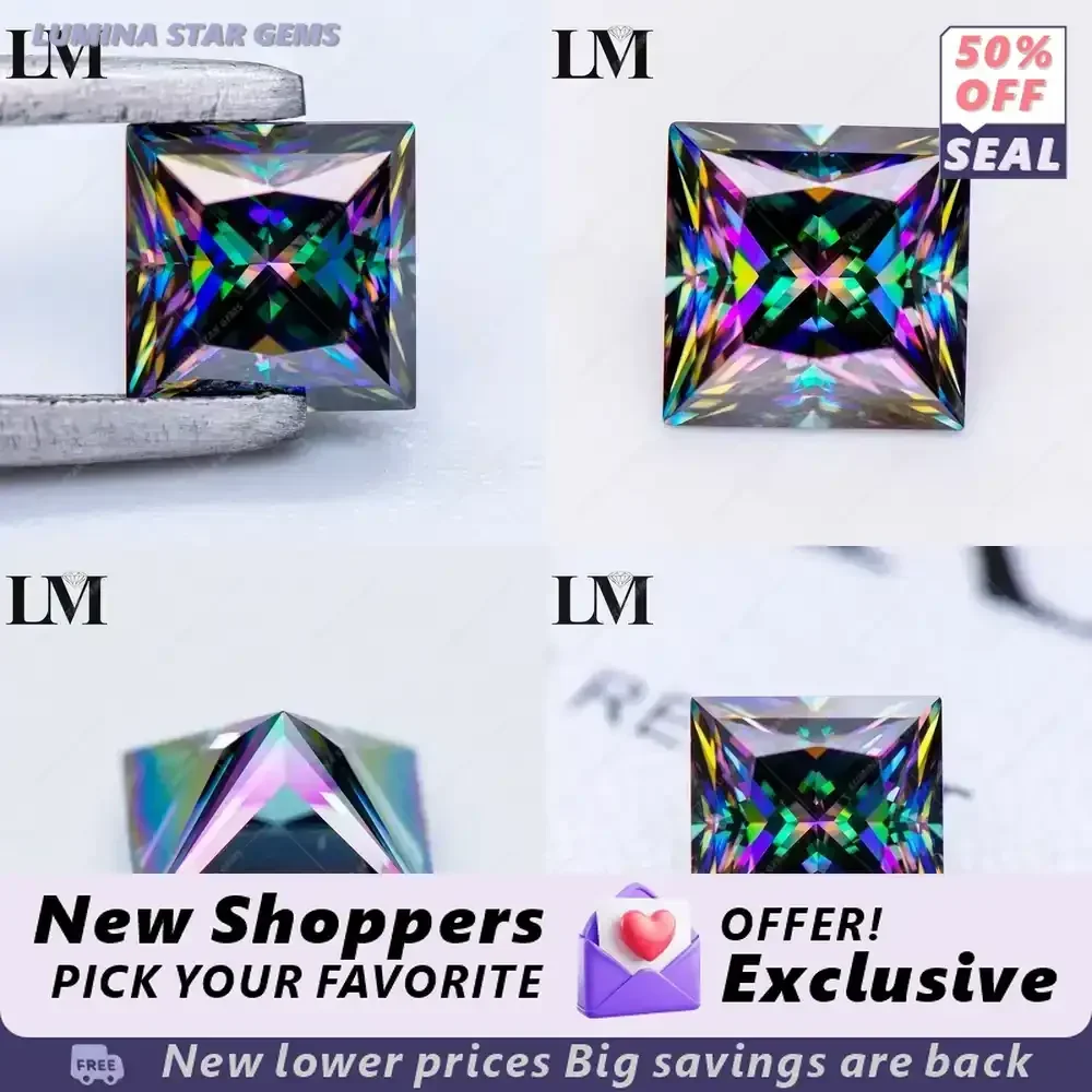 Lab Grown Moissanite Stone Rainbow Green Princess Cut for Charms DIY Jewelry Making Materials with Certificate for Lab Grown
Lab Grown Moissanite Stone Rainbow Green Princess Cut for Charms DIY Jewelry Making Materials with Certificate for Lab Grown