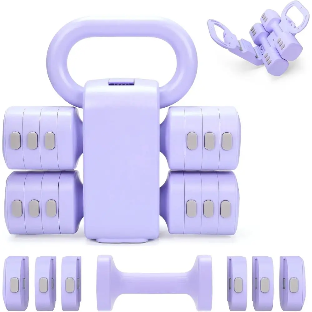 Versatile 2-in-1 Kettlebell & Dumbbells Set, 4-in-1 Adjustable Weights, 2 Sets of 2.2 to 5.5 lbs for Women's Home Fitness Traini
Versatile 2-in-1 Kettlebell & Dumbbells Set, 4-in-1 Adjustable Weights, 2 Sets of 2.2 to 5.5 lbs for Women's Home Fitness Traini