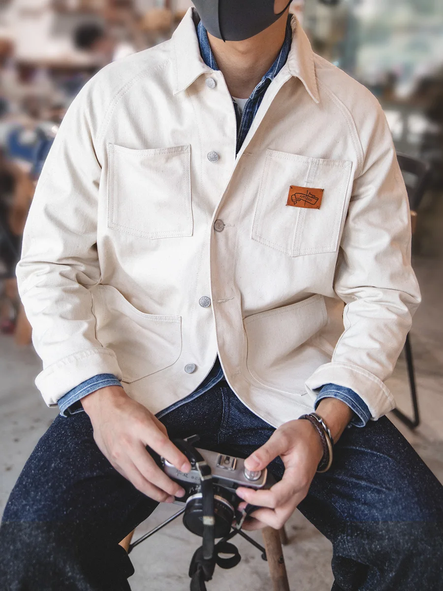 Мужская джинсовая куртка Maden в стиле ретро, белая, с отложным воротником, в американском стиле, для охоты, модная, городская, из хлопка
Мужская джинсовая куртка Maden в стиле ретро, белая, с отложным воротником, в американском стиле, для охоты, модная, городская, из хлопка