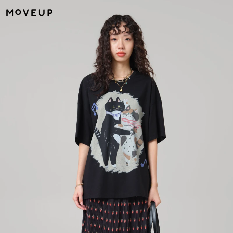 MOVEUP Short Sleeved Round Neck T-Shirt 2026 Summer New Cat Dance Print Drop Sleeves Loose Short Casual Top For Women 3ELX10552
MOVEUP Short Sleeved Round Neck T-Shirt 2026 Summer New Cat Dance Print Drop Sleeves Loose Short Casual Top For Women 3ELX10552
