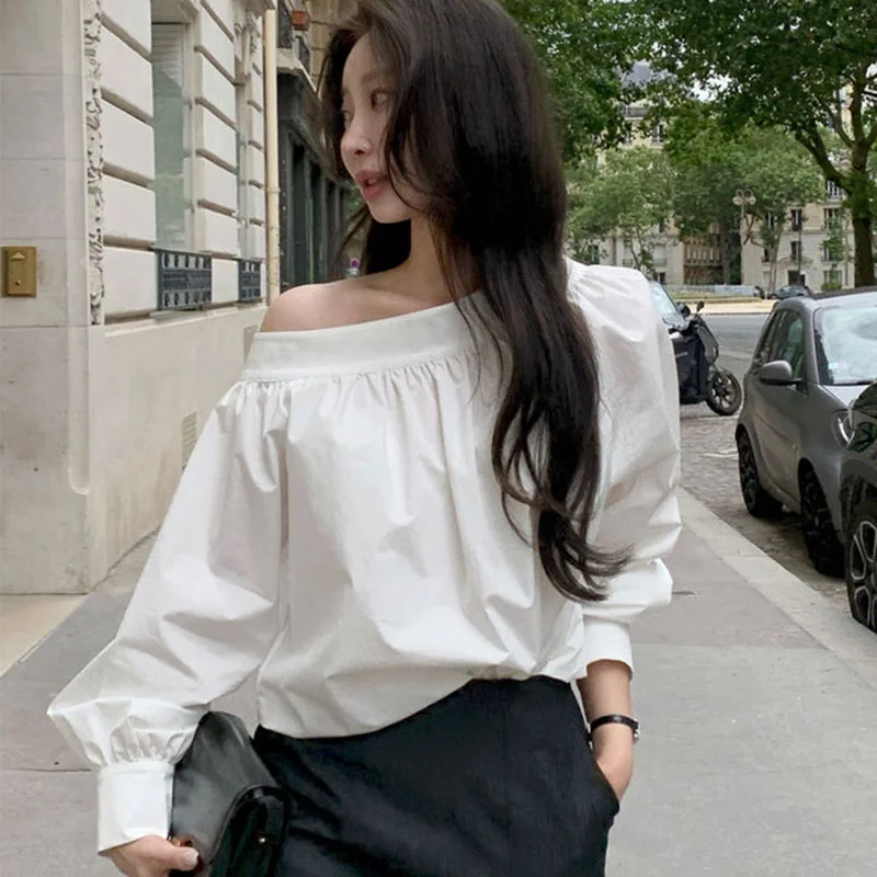 Elegant Women Skew Collar Shirts Female Spring Summer Versatile Off Shoulder White Shirt Woman Fashion Streetwear Loose Blouses
Elegant Women Skew Collar Shirts Female Spring Summer Versatile Off Shoulder White Shirt Woman Fashion Streetwear Loose Blouses