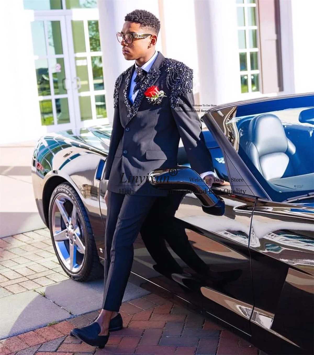 Formal 2 Pieces Set Men Suits Notched Lapel Groom Wedding Tuxedos Luxury Gem Beaded Male Prom Blazer Slim Fit Costume Homme
Formal 2 Pieces Set Men Suits Notched Lapel Groom Wedding Tuxedos Luxury Gem Beaded Male Prom Blazer Slim Fit Costume Homme