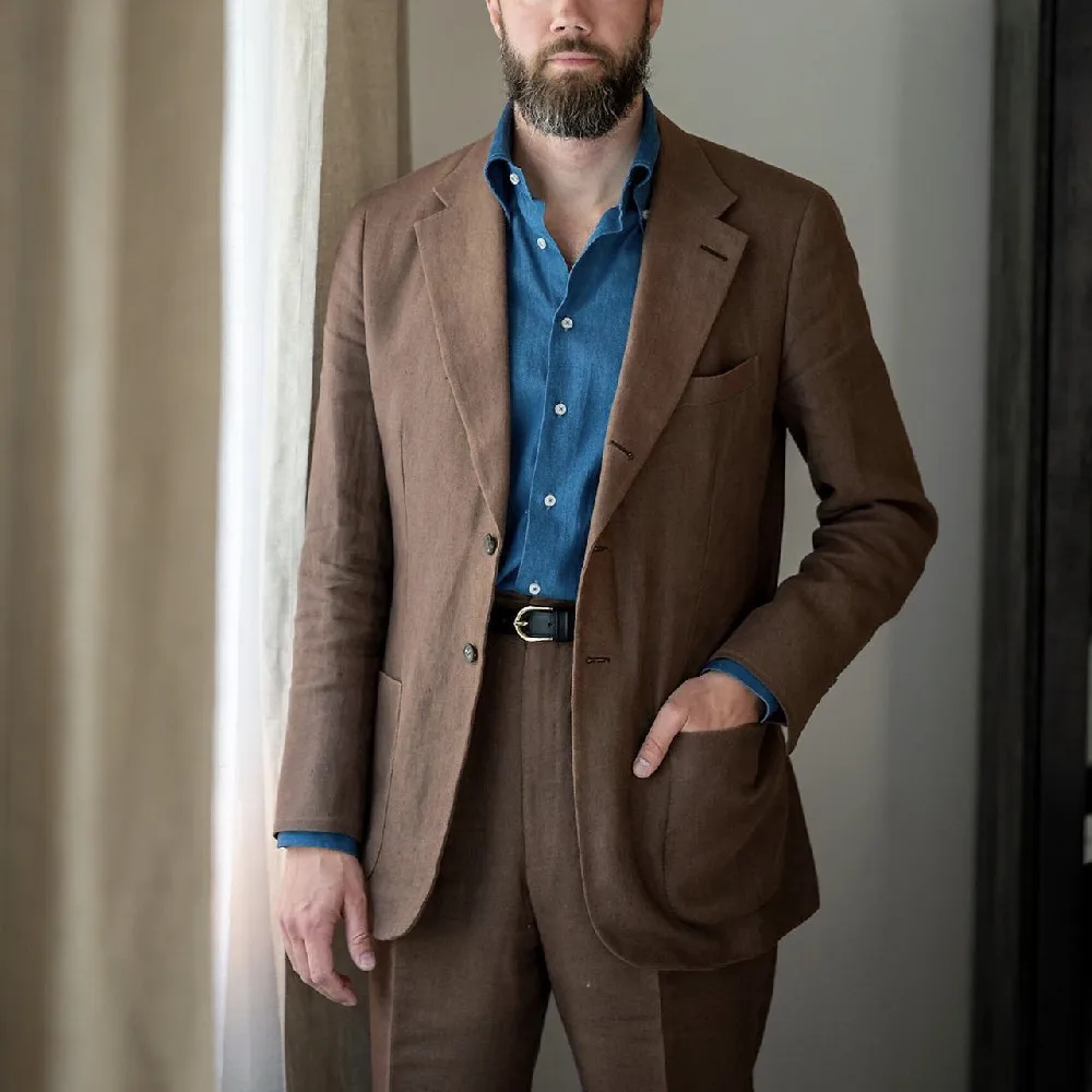 Linen Suits for Men Big And Tall Chocolate Solid Color Single-Breasted Jacket with Pants Regular Fit Daily Wear Men's Clothing
Linen Suits for Men Big And Tall Chocolate Solid Color Single-Breasted Jacket with Pants Regular Fit Daily Wear Men's Clothing