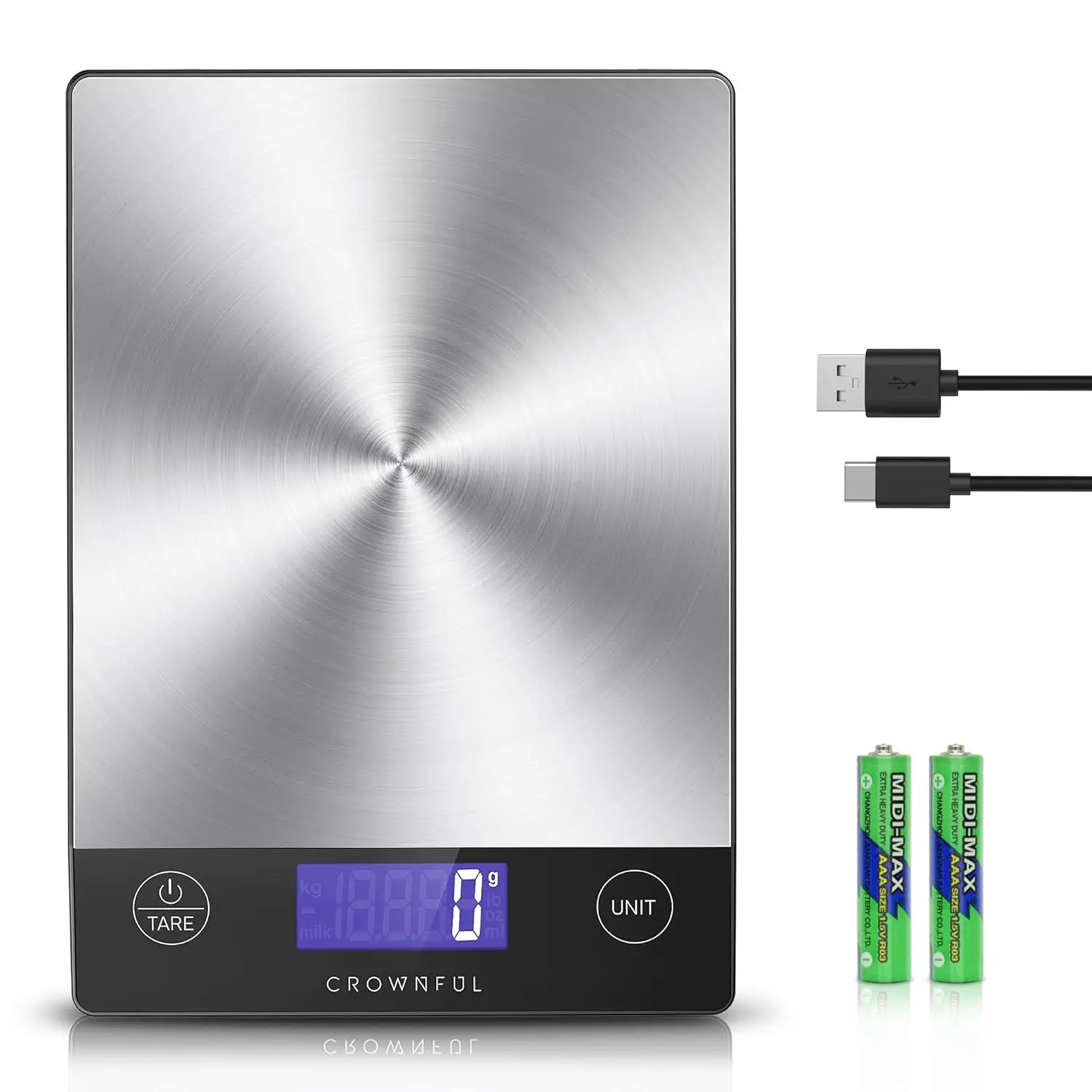 33lb Rechargeable Kitchen Scale, 304 Stainless Steel Digital Food Scale with Type-C, LCD Display for Baking & Cooking
33lb Rechargeable Kitchen Scale, 304 Stainless Steel Digital Food Scale with Type-C, LCD Display for Baking & Cooking