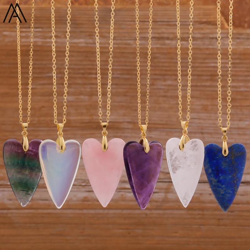 Luxury Women Heart Amazonite Pendant Necklace Classic Romatic Roses Crystals Lapis Gold Chains Necklace Bohemia Jewelry Bijoux
Luxury Women Heart Amazonite Pendant Necklace Classic Romatic Roses Crystals Lapis Gold Chains Necklace Bohemia Jewelry Bijoux