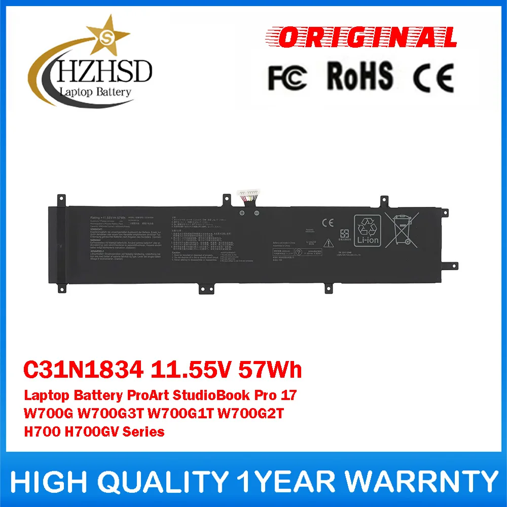 C31N1834 11.55V 57Wh Genuine Original Laptop Battery For ASUS ProArt StudioBook Pro 17 W700G W700G3T W700G1T W700G2T H700 H700GV
C31N1834 11.55V 57Wh Genuine Original Laptop Battery For ASUS ProArt StudioBook Pro 17 W700G W700G3T W700G1T W700G2T H700 H700GV