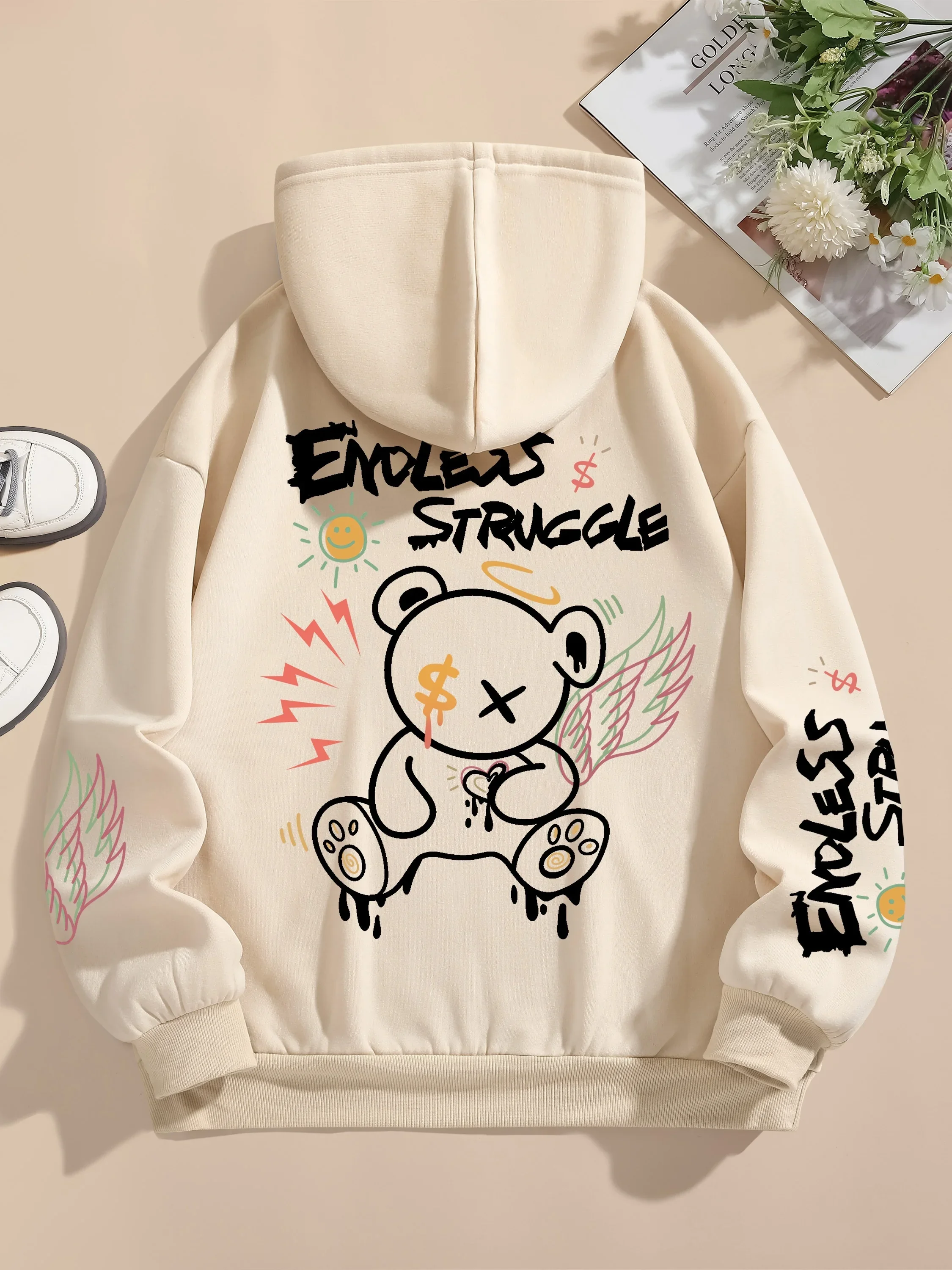 Street Women Sweatshirts Endless Struggle Graffiti Bear Printed Hoodies Crewneck Loose Pullover Fleece Warm Female Tops Clothes
Street Women Sweatshirts Endless Struggle Graffiti Bear Printed Hoodies Crewneck Loose Pullover Fleece Warm Female Tops Clothes