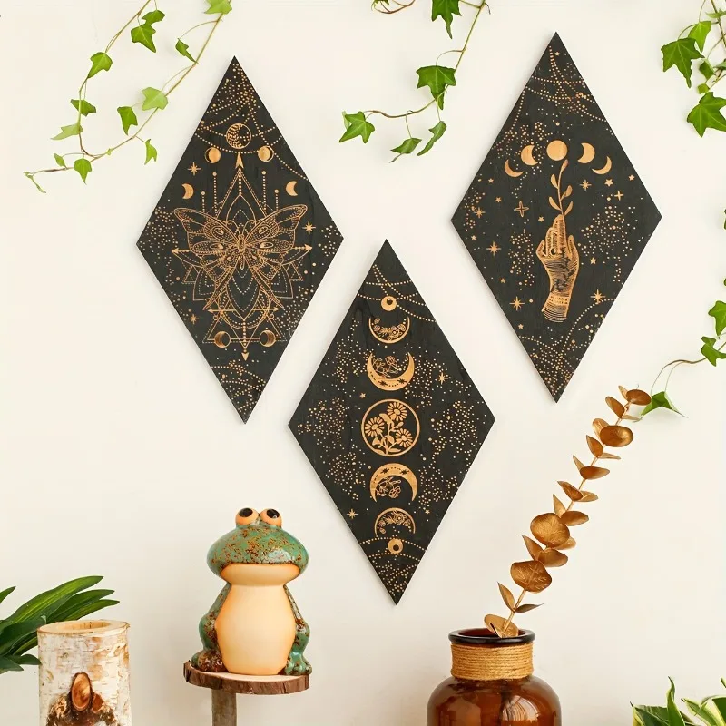 3PCS Geometric Carving Pattern Wooden Wall Shelf - Diamond Triangular Shape for Minimalist Living Room Decor-Wood Slice Material
3PCS Geometric Carving Pattern Wooden Wall Shelf - Diamond Triangular Shape for Minimalist Living Room Decor-Wood Slice Material