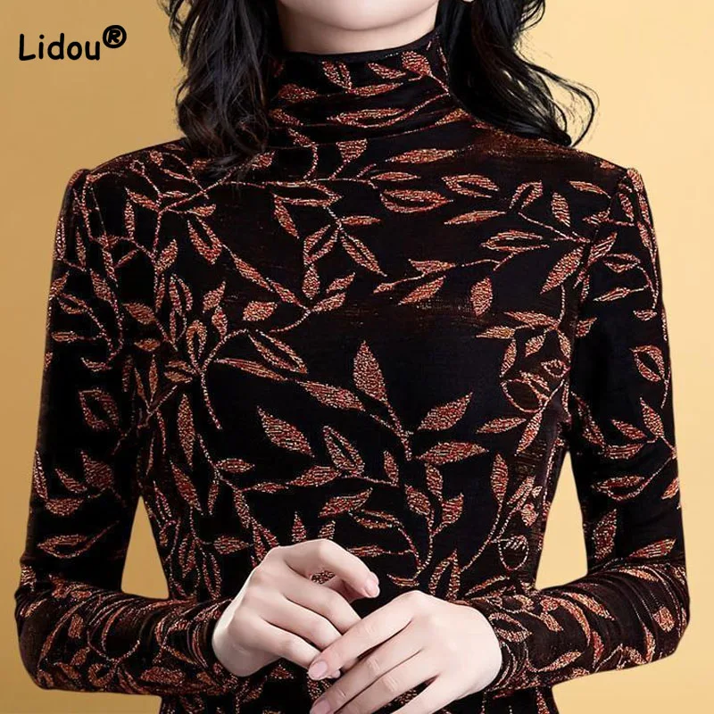 Vintage Elegant Mesh Turtleneck Fleece Warm T-shirt Women Fashion Autumn Winter New Bright Line Decoration Long Sleeve Slim Tops
Vintage Elegant Mesh Turtleneck Fleece Warm T-shirt Women Fashion Autumn Winter New Bright Line Decoration Long Sleeve Slim Tops