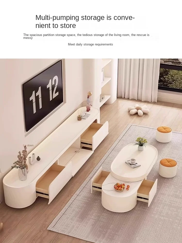 TV cabinet Modern simple living room household floor small flat cream wind rock panel coffee table TV cabinet combination
TV cabinet Modern simple living room household floor small flat cream wind rock panel coffee table TV cabinet combination
