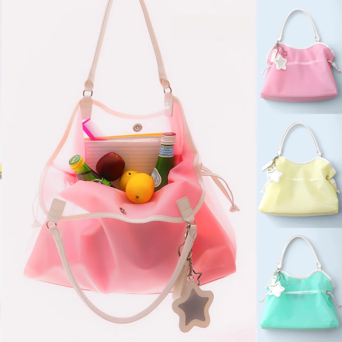 Korean Style Large Capacity Jelly Tote Bag Waterproof Summer Vacation Handbag Shoulder Bag Fashion Element Splicing PU Leather
Korean Style Large Capacity Jelly Tote Bag Waterproof Summer Vacation Handbag Shoulder Bag Fashion Element Splicing PU Leather