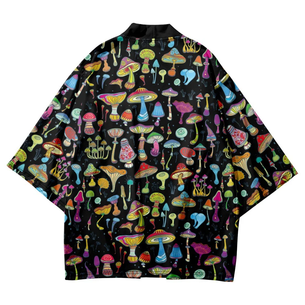 Black Kimono Cardigan Women Men Japanese Obi Male Yukata Men's Haori Mushroom Print Coat Traditional Japan Clothing
Black Kimono Cardigan Women Men Japanese Obi Male Yukata Men's Haori Mushroom Print Coat Traditional Japan Clothing