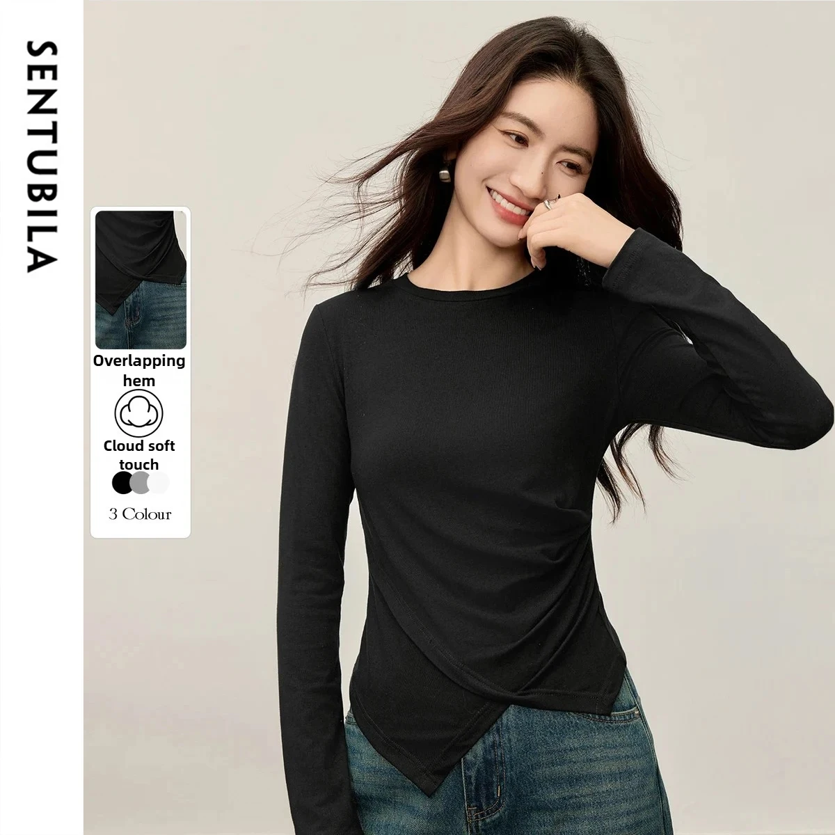 SENTUBILA Knitted Long Sleeve T-Shirt Women Autumn 2025 Solid Slim Fit Tees Regular Design O-neck Female Clothing 161TA6500X
SENTUBILA Knitted Long Sleeve T-Shirt Women Autumn 2025 Solid Slim Fit Tees Regular Design O-neck Female Clothing 161TA6500X