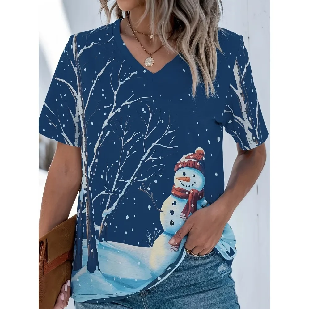 Plus Size 1XL-5XL New Summer Printed V-neck T-shirt V-neck Short Sleeve Pocket Loose T-shirt Women Clothing Top
Plus Size 1XL-5XL New Summer Printed V-neck T-shirt V-neck Short Sleeve Pocket Loose T-shirt Women Clothing Top 