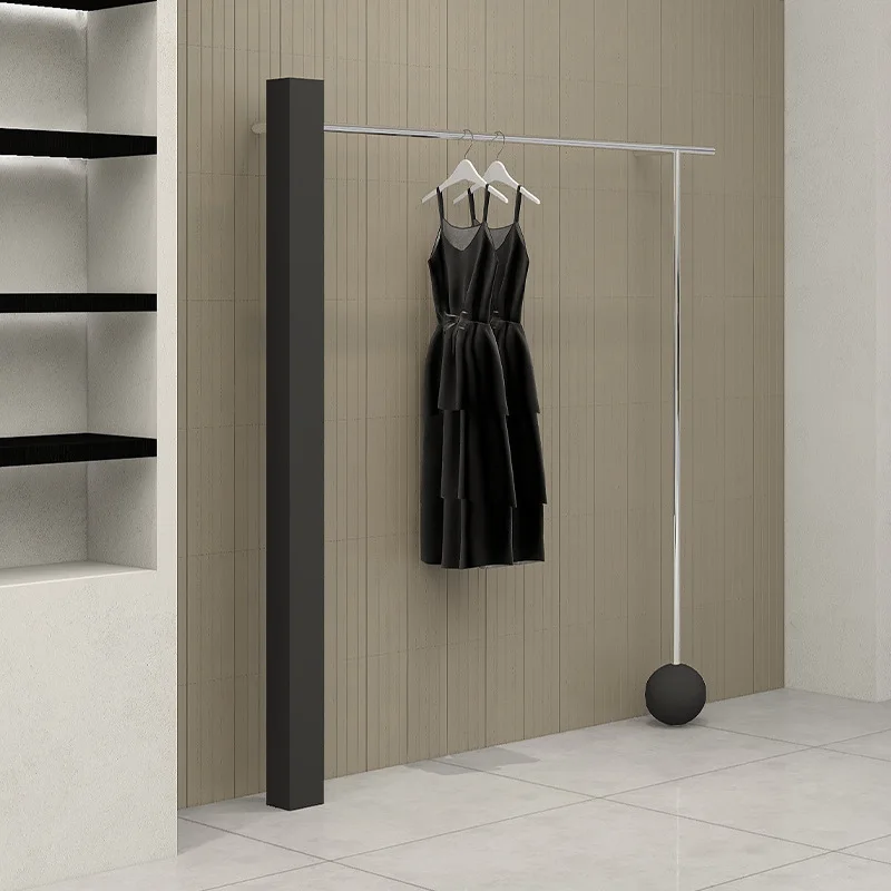 Customized. Clothing Store Black Wall Stainless Steel Hanger Floor-Standing Women's Clothing Store Shelf Display Rack Clothes Di
Customized. Clothing Store Black Wall Stainless Steel Hanger Floor-Standing Women's Clothing Store Shelf Display Rack Clothes Di