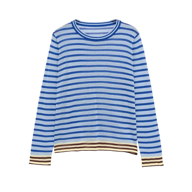 Withered Round Neck Long Sleeved Casual Contrasting Striped Knitted Sweater For Women T-shirt Woman Clothes Female Clothing
Withered Round Neck Long Sleeved Casual Contrasting Striped Knitted Sweater For Women T-shirt Woman Clothes Female Clothing
