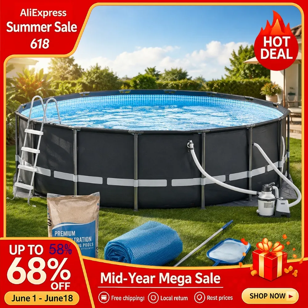 All-in-One 14ft x 42in Round Pool Set w/ Premium Silica Filter Sand & Pump pool set, Custom
All-in-One 14ft x 42in Round Pool Set w/ Premium Silica Filter Sand & Pump pool set, Custom