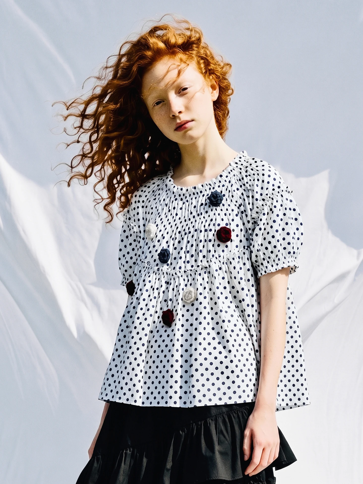 imakokoni summer French artistic pure cotton loose doll shirt with bubble sleeves, casual polka dot white shirt for women 265470
imakokoni summer French artistic pure cotton loose doll shirt with bubble sleeves, casual polka dot white shirt for women 265470