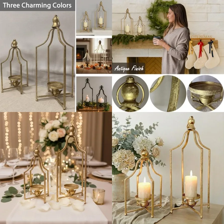 12.5" and 16.5" Timeless Cozy Decorative Lanterns Set of 2, Handcrafted Metal Iron Candle Holders, Farmhouse Elegance Fireplace
12.5" and 16.5" Timeless Cozy Decorative Lanterns Set of 2, Handcrafted Metal Iron Candle Holders, Farmhouse Elegance Fireplace