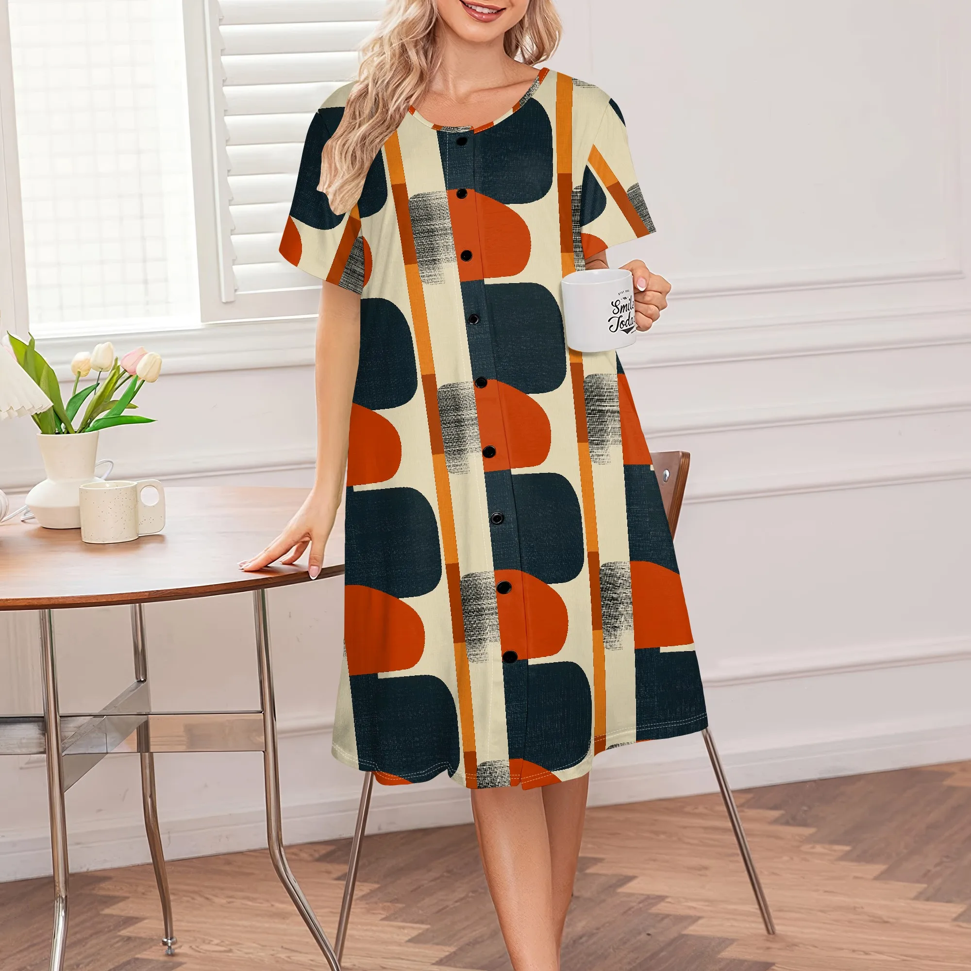 Bold Geometric Print Plus Size Dress Women's Casual Button-Down Summer Dress S-3XL Modern Daywear or Casual Chic
Bold Geometric Print Plus Size Dress Women's Casual Button-Down Summer Dress S-3XL Modern Daywear or Casual Chic
