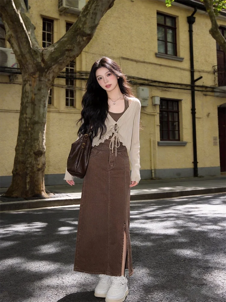 Women's High Waist Knitted Long Sve Cardigan And f Skirt Two-Piece Set Slimming Spring Faion Polyester Fiber
Women's High Waist Knitted Long Sve Cardigan And f Skirt Two-Piece Set Slimming Spring Faion Polyester Fiber