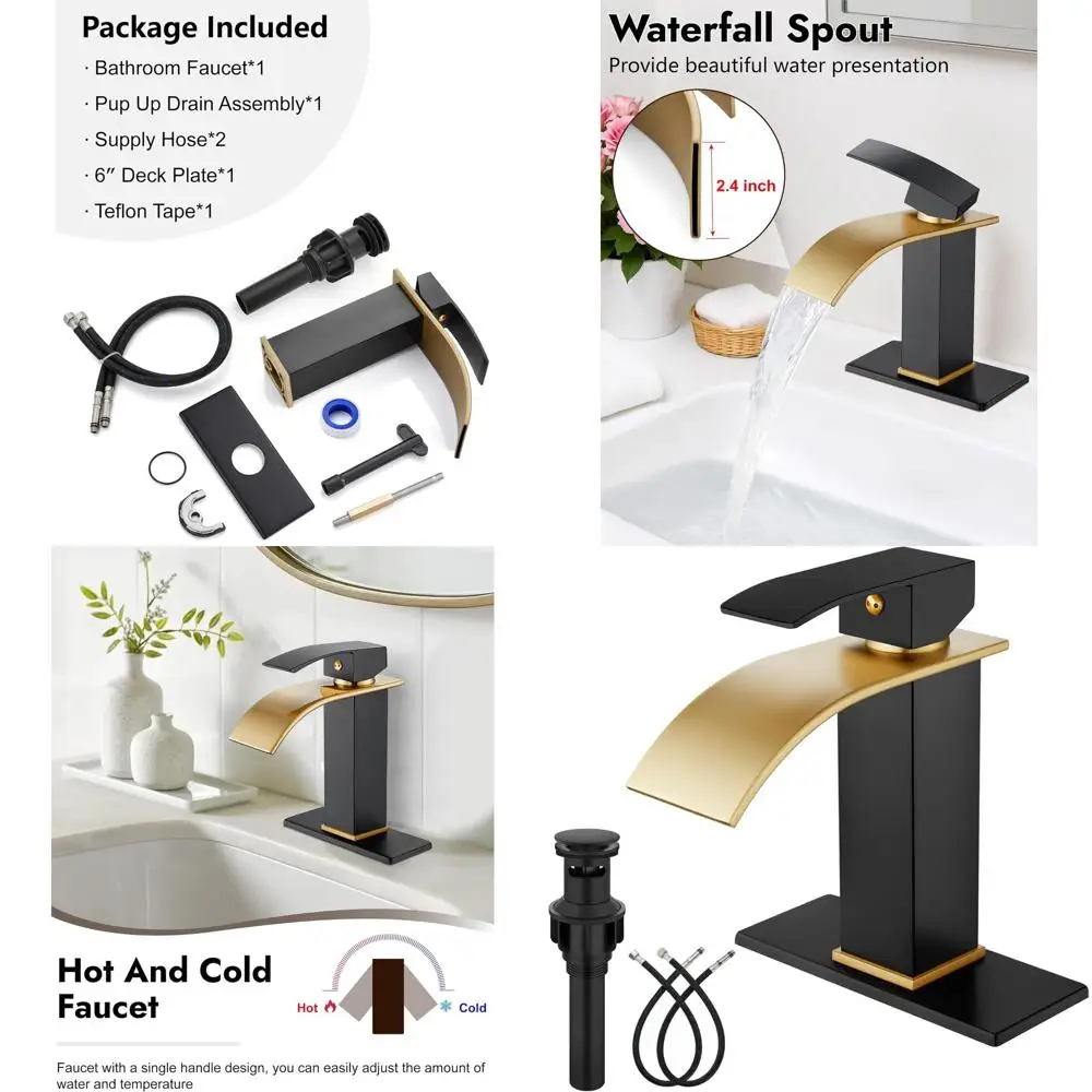 Смеситель-водопад из нержавеющей стали с одним или 3 отверстиями и выдвижным сливом, матовый золотой/матовый черный, совместимый с раковиной для автофургона
Смеситель-водопад из нержавеющей стали с одним или 3 отверстиями и выдвижным сливом, матовый золотой/матовый черный, совместимый с раковиной для автофургона