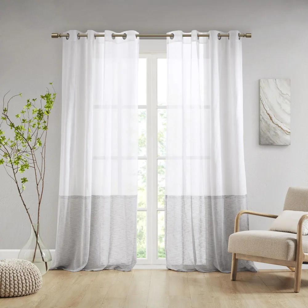 Dual-colored Curtain Panel (Only 1 Pc Panel),Modern Two-Tone Grey and White Semi-Sheer Grommet Top Window Curtain Panel
Dual-colored Curtain Panel (Only 1 Pc Panel),Modern Two-Tone Grey and White Semi-Sheer Grommet Top Window Curtain Panel