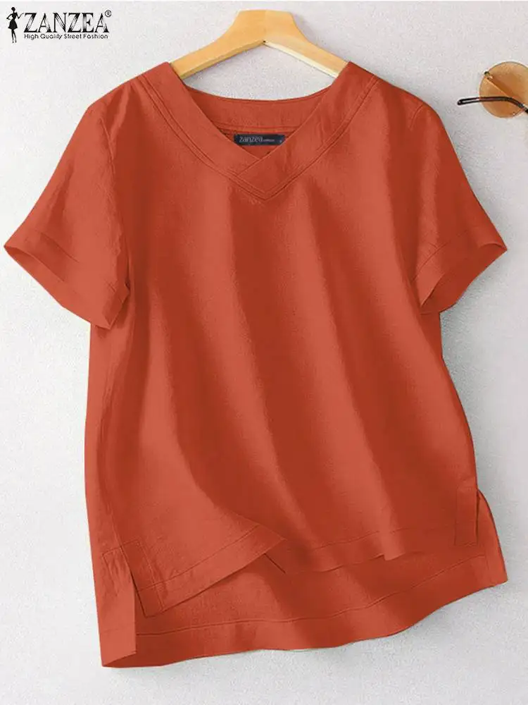 ZANZEA Women Solid Color Blouse Summer Short Sleeve Tops Elegant V Neck Work Blusas Femme Solid Cotton Blouses Holiday Mujer
ZANZEA Women Solid Color Blouse Summer Short Sleeve Tops Elegant V Neck Work Blusas Femme Solid Cotton Blouses Holiday Mujer