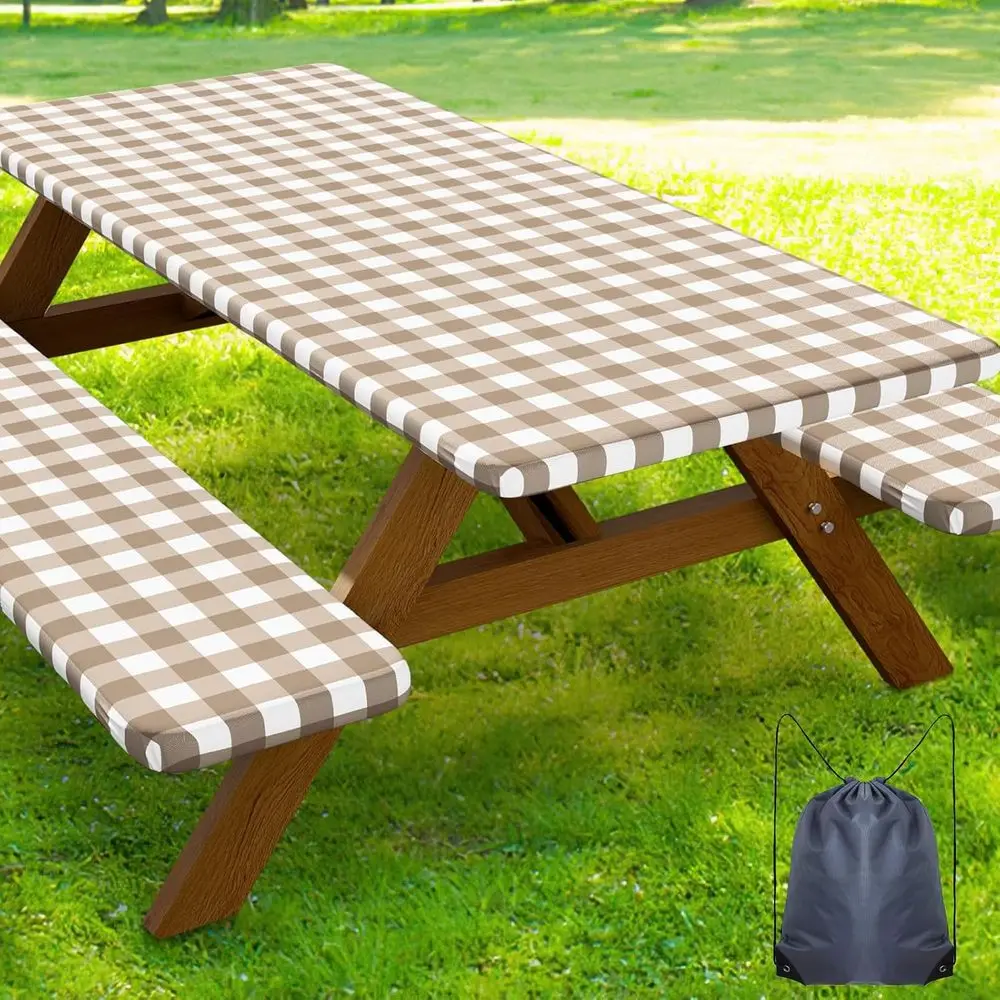 Waterproof Elastic Picnic Tablecloth with Bench Covers, Washable Plaid Design for Outdoor and Camping, Khaki & White, 30x96
Waterproof Elastic Picnic Tablecloth with Bench Covers, Washable Plaid Design for Outdoor and Camping, Khaki & White, 30x96