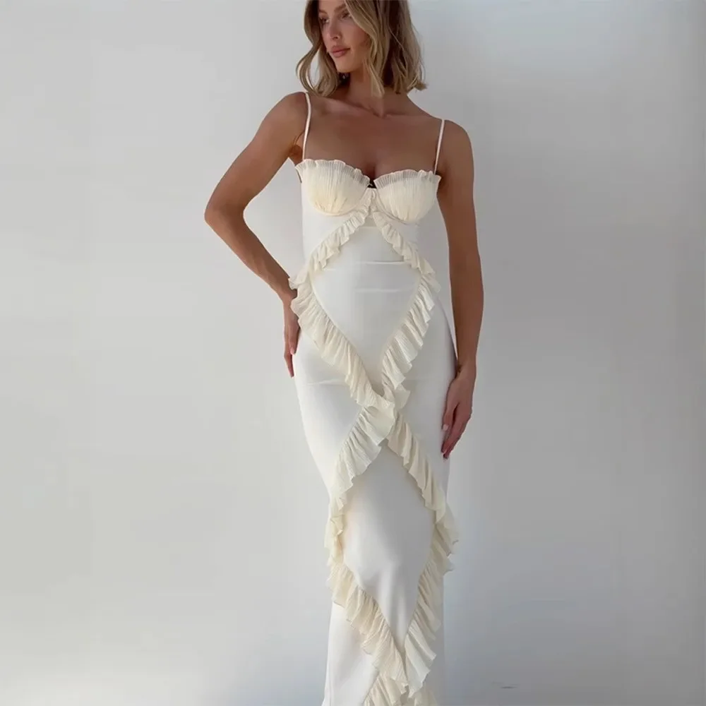 Fashion Patchwork Lace Bag Strap Tops Strapless Women's Beige White Dress Summer Elegant Sexy Nightclub Slit Low Breasts Dresses
Fashion Patchwork Lace Bag Strap Tops Strapless Women's Beige White Dress Summer Elegant Sexy Nightclub Slit Low Breasts Dresses