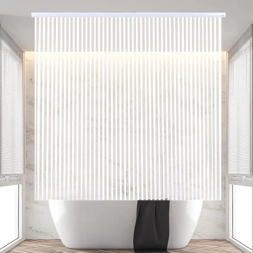 Ceiling Mounted Rollup Bathroom Shower Curtain/Liner 56" Base – Up to 95" Long - Use or 9' Ceilings – Waterproo PEVA – Plastic S
Ceiling Mounted Rollup Bathroom Shower Curtain/Liner 56" Base – Up to 95" Long - Use or 9' Ceilings – Waterproo PEVA – Plastic S
