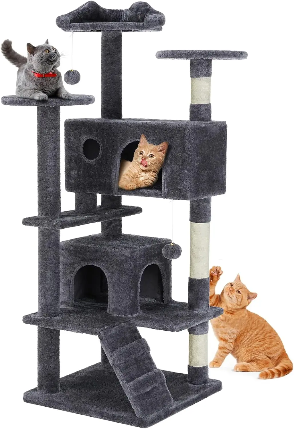 54 Inch Cat Tree Tower, Multi-Level with Cat Scratching Post, Indoor Cat Condo with Climbing Ladder, Plush Toy, Play Hou
54 Inch Cat Tree Tower, Multi-Level with Cat Scratching Post, Indoor Cat Condo with Climbing Ladder, Plush Toy, Play Hou