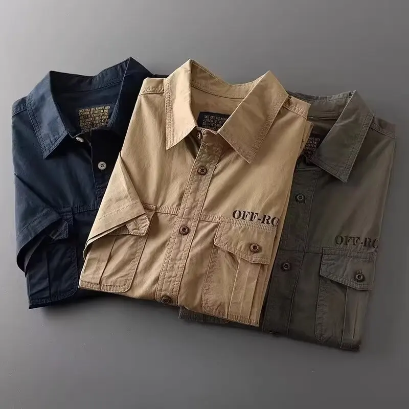 Summer Men's Casual Cotton Work Shirt American Style Ameikaji Pure Cotton Workwear Shirt with Multiple Pockets Washed Effect
Summer Men's Casual Cotton Work Shirt American Style Ameikaji Pure Cotton Workwear Shirt with Multiple Pockets Washed Effect