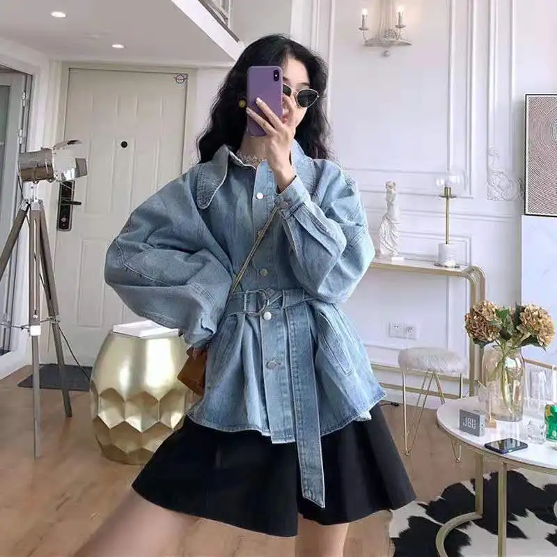 Retro Korean Loose Waist Denim Coat With Belt Slimming Fit Versatile Long Sleeved Cowbody Jacket Top For Women Hong Kong Style
Retro Korean Loose Waist Denim Coat With Belt Slimming Fit Versatile Long Sleeved Cowbody Jacket Top For Women Hong Kong Style