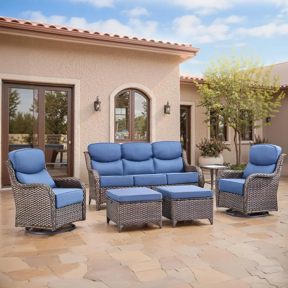 Patio Chairs sofa Set of 6 6 Thick Cushion Wicker Outdoor Swivel Rocker Patio Chair ,Sofa Glass coffee table, High Back Comfort
Patio Chairs sofa Set of 6 6 Thick Cushion Wicker Outdoor Swivel Rocker Patio Chair ,Sofa Glass coffee table, High Back Comfort
