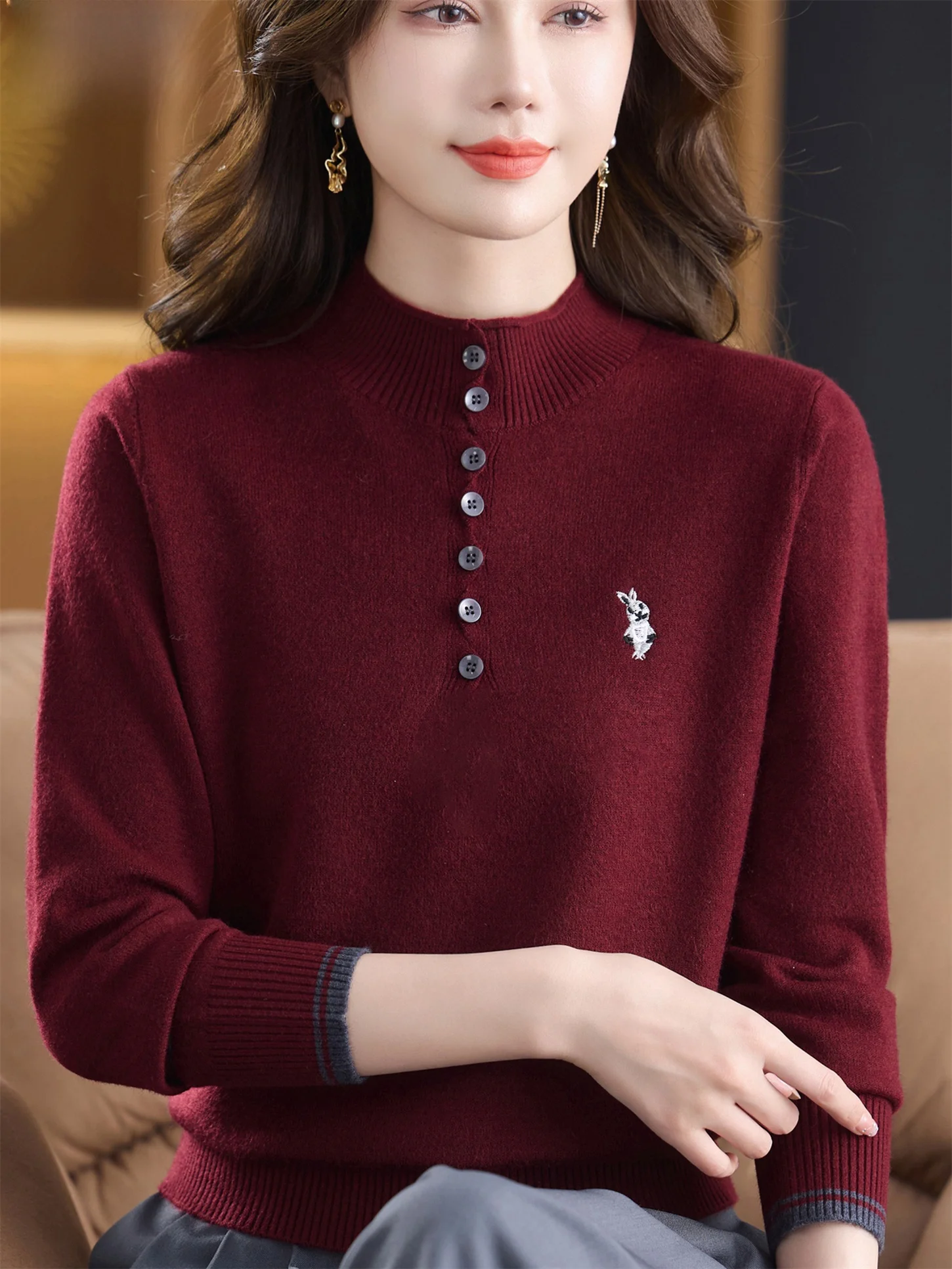 Mothers Faion Autumn Winter New Sle Semi High Collar Button Wool Sweater Middle Aged And ly Pure Color Simple Inner ...
Mothers Faion Autumn Winter New Sle Semi High Collar Button Wool Sweater Middle Aged And ly Pure Color Simple Inner ...