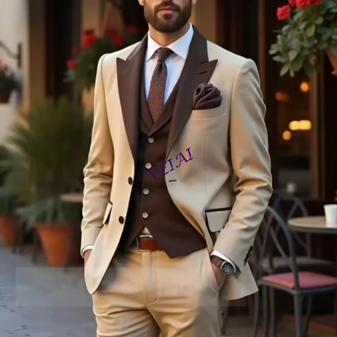 Индивидуальные мужские костюмы цвета шампанского и коричневого цвета, свадебная вечеринка, формальный жених, жених, выпускной, деловые мужские смокинги, комплект из 3 предметов, куртка, жилет P
Индивидуальные мужские костюмы цвета шампанского и коричневого цвета, свадебная вечеринка, формальный жених, жених, выпускной, деловые мужские смокинги, комплект из 3 предметов, куртка, жилет P