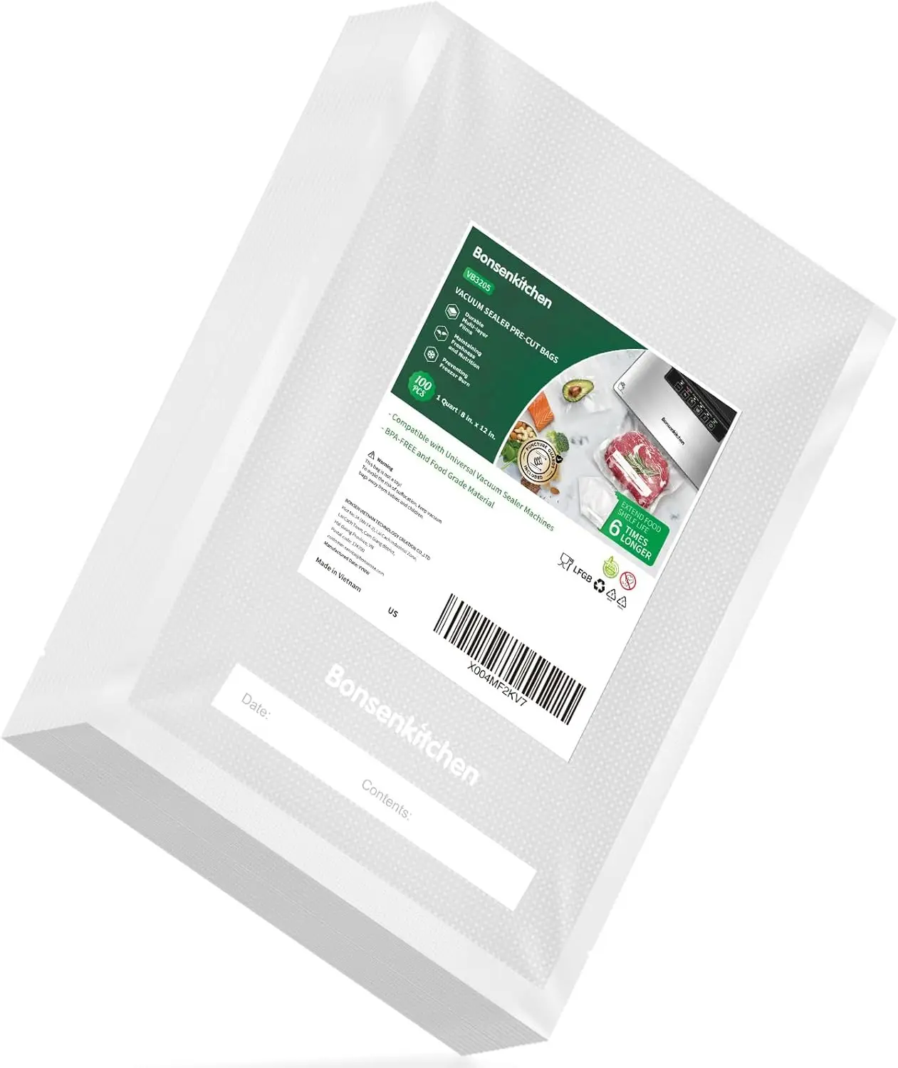 Precut Vacuum Bags 100 Quart 8x12, BPA Free, Commercial Grade Textured Food Sealer Bag, Thick Embossed for Storage & Sous Vide
Precut Vacuum Bags 100 Quart 8x12, BPA Free, Commercial Grade Textured Food Sealer Bag, Thick Embossed for Storage & Sous Vide