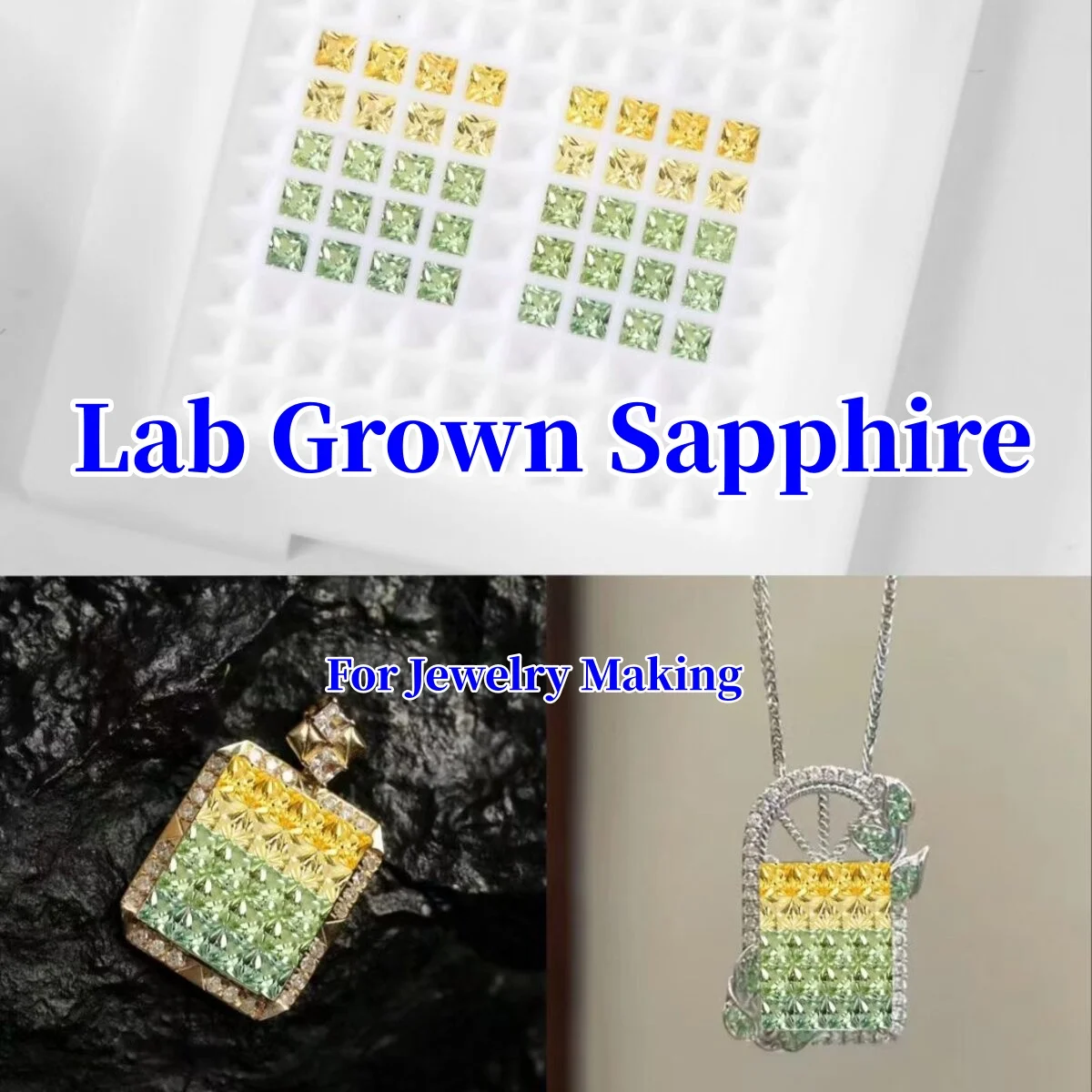 Princess Square Lab Grown Sapphire Loose Gemstone Yellow-Green Gradient Color For Accessories And Craft Settings High Quality
Princess Square Lab Grown Sapphire Loose Gemstone Yellow-Green Gradient Color For Accessories And Craft Settings High Quality